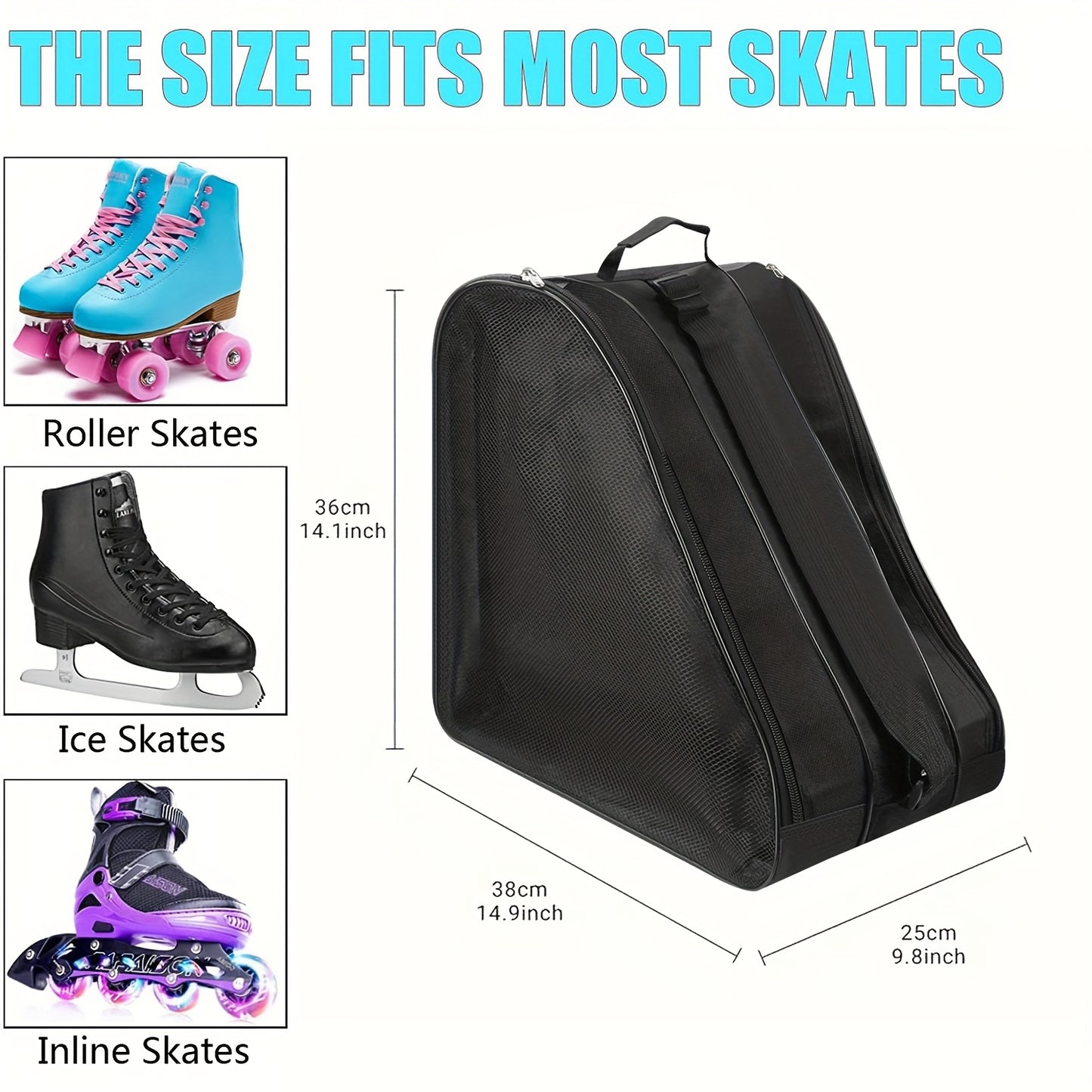 ThreeLayer Large Capacity Skate Storage Bag Handheld Thickened Skate Bag Adjustable Shoulder Strap  9