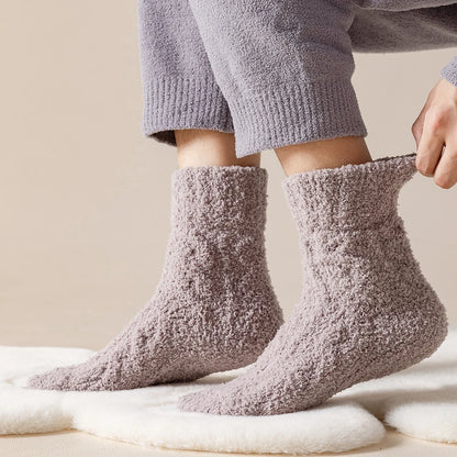 Mens Thick Warm Winter Socks HighQuality Coral Fleece Thermal Cozy Middle Tube Fluffy Sleeping Sock 1