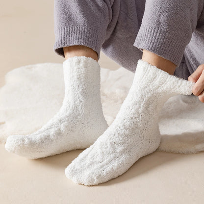 Mens Thick Warm Winter Socks HighQuality Coral Fleece Thermal Cozy Middle Tube Fluffy Sleeping Sock 2