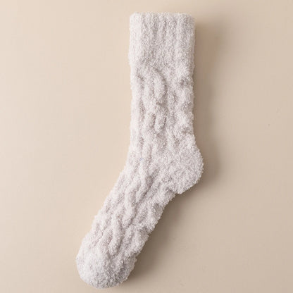 Mens Thick Warm Winter Socks HighQuality Coral Fleece Thermal Cozy Middle Tube Fluffy Sleeping Sock 9