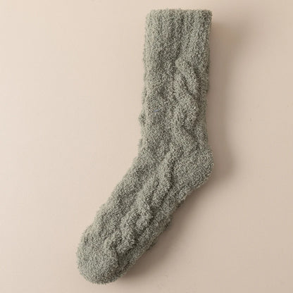 Mens Thick Warm Winter Socks HighQuality Coral Fleece Thermal Cozy Middle Tube Fluffy Sleeping Sock 11