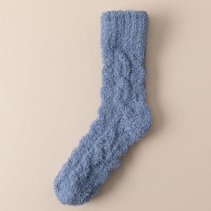Mens Thick Warm Winter Socks HighQuality Coral Fleece Thermal Cozy Middle Tube Fluffy Sleeping Sock 13