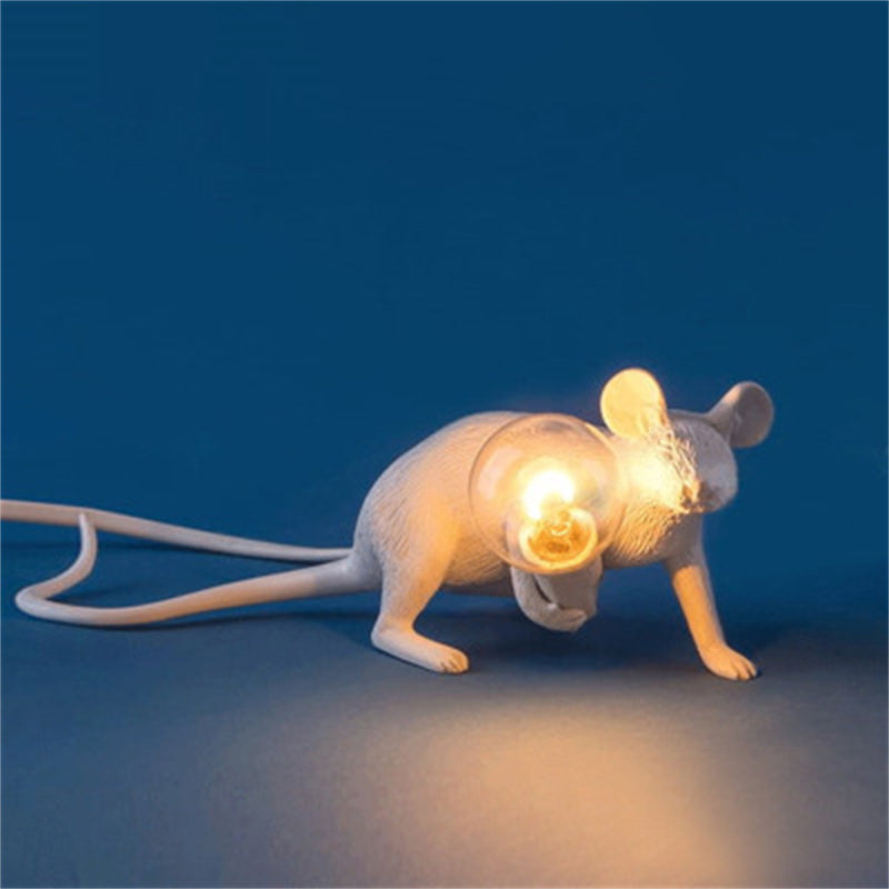 Modern Animal Desk Lamp, Cute Resin Night Light, Mouse Cat Squirrel Design, Home Decor Lighting