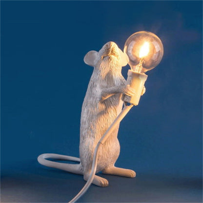 Modern Animal Desk Lamp, Cute Resin Night Light, Mouse Cat Squirrel Design, Home Decor Lighting