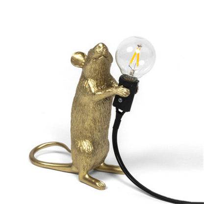 Modern Animal Desk Lamp, Cute Resin Night Light, Mouse Cat Squirrel Design, Home Decor Lighting