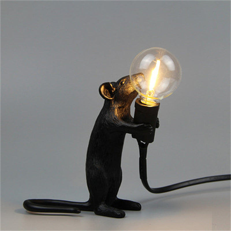Modern Animal Desk Lamp, Cute Resin Night Light, Mouse Cat Squirrel Design, Home Decor Lighting