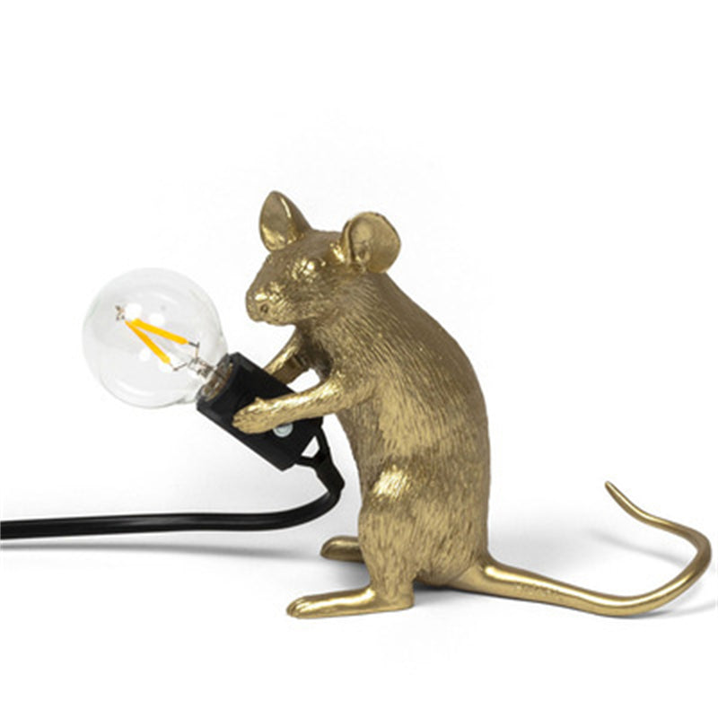Modern Animal Desk Lamp, Cute Resin Night Light, Mouse Cat Squirrel Design, Home Decor Lighting