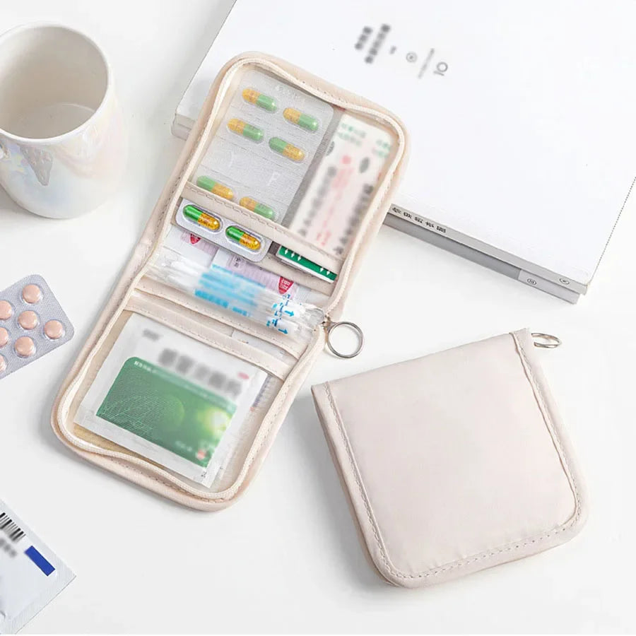 Portable Foldable Large Opening with Zip Sort, Mini Medical Pouch, First Aid Kit Outdoor, Travel Essential Storage Bag