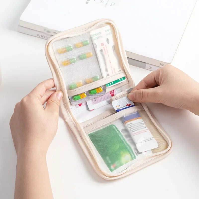 Portable Foldable Large Opening with Zip Sort, Mini Medical Pouch, First Aid Kit Outdoor, Travel Essential Storage Bag