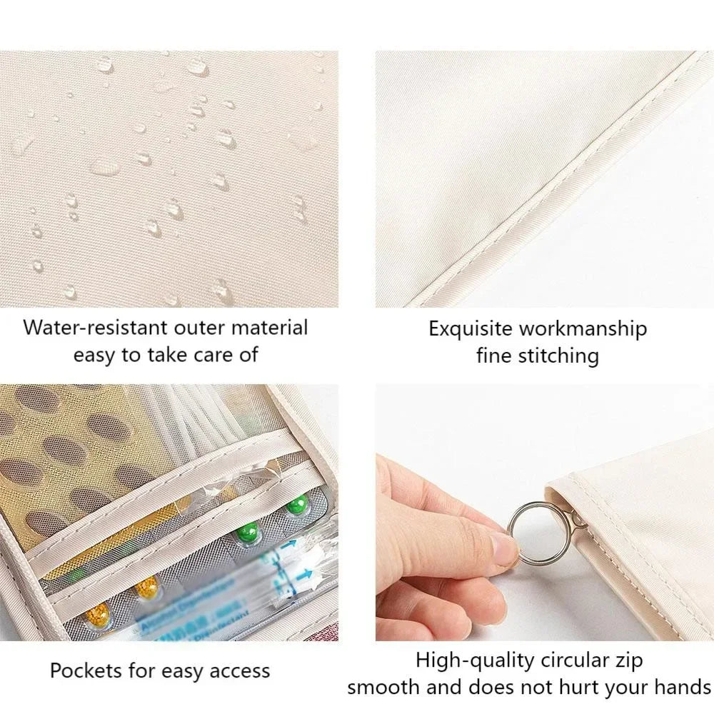 Portable Foldable Large Opening with Zip Sort, Mini Medical Pouch, First Aid Kit Outdoor, Travel Essential Storage Bag