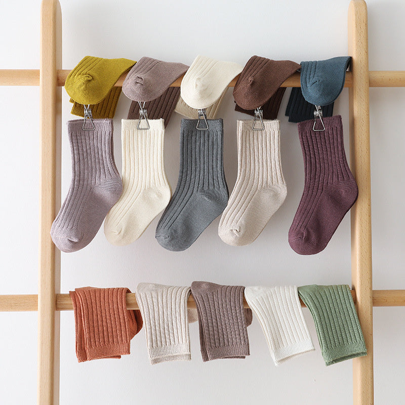 Cotton Soft Spring Autumn Socks for Baby Girls and Boys, Korean Style Childrens Socks for Everyday Comfort