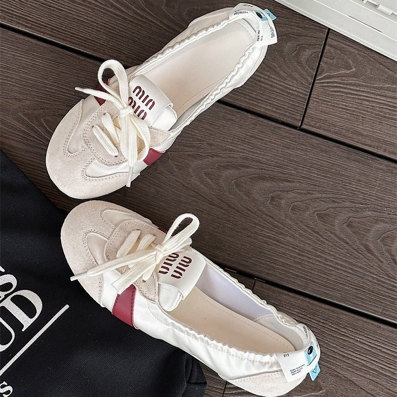 Fashionable And Versatile Womens Summer Casual Ballet Shoes Lightweight White Trainer Flats In Smal 1