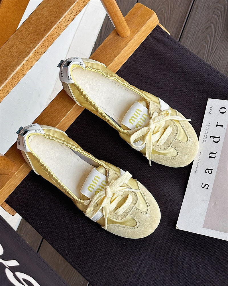 Fashionable And Versatile Womens Summer Casual Ballet Shoes Lightweight White Trainer Flats In Smal 7