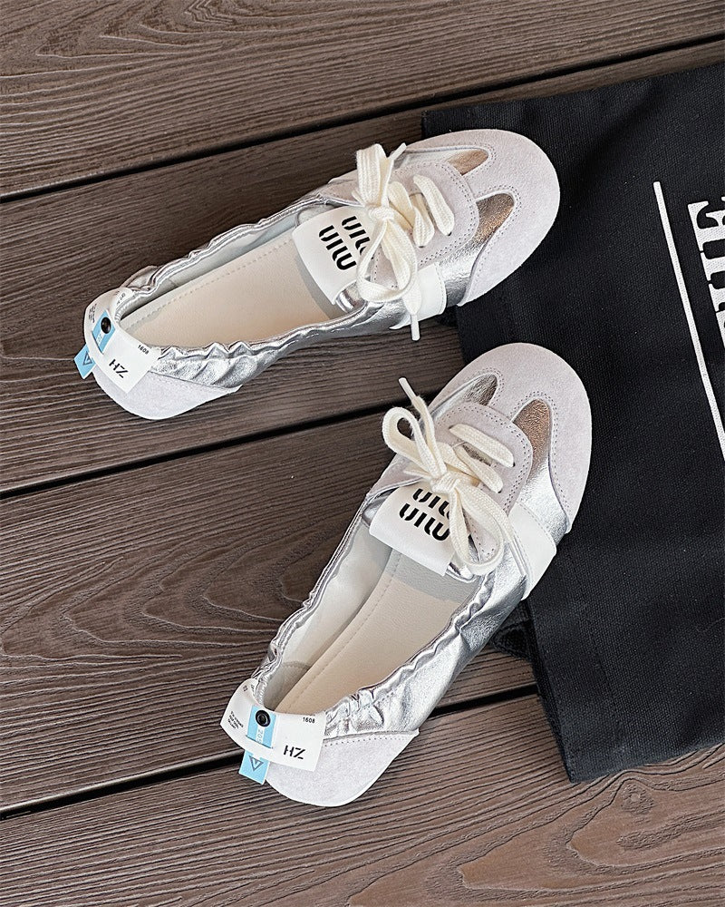 Fashionable And Versatile Womens Summer Casual Ballet Shoes Lightweight White Trainer Flats In Smal 8