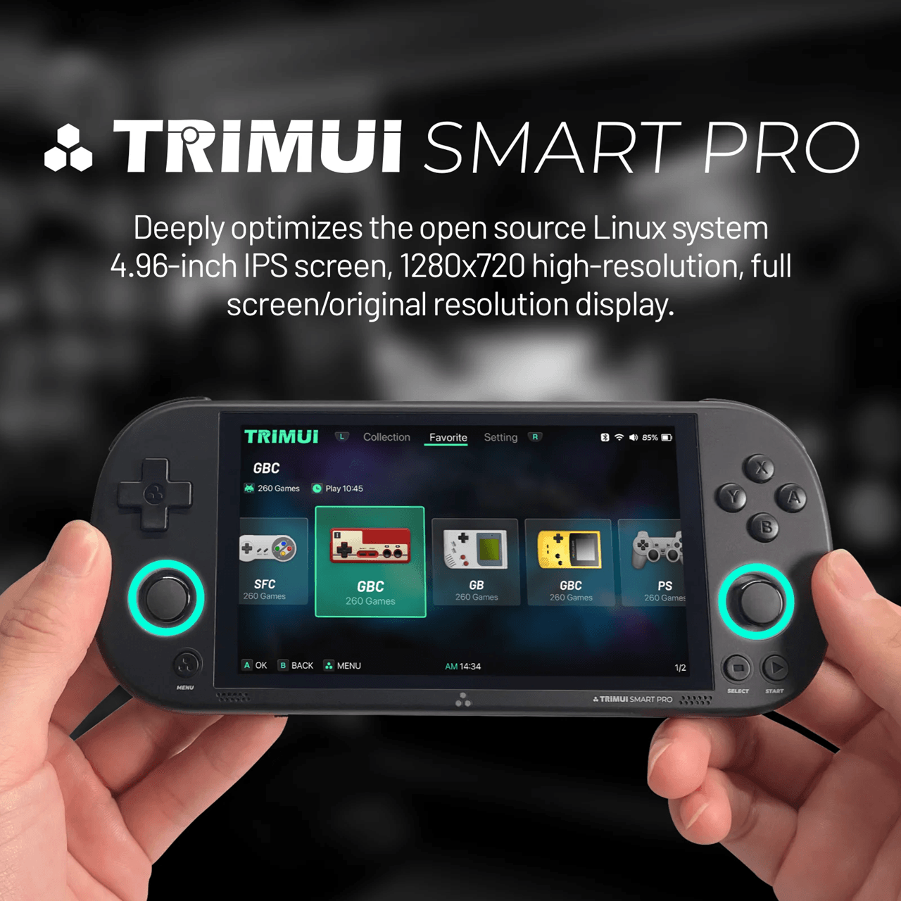 Trimui Smart Pro Handheld Game Console With 496 Inch IPS Screen And RGB Lighting 3