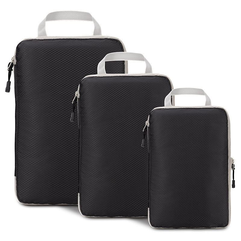 Foldable Waterproof Travel Compressible Packing Cubes, Nylon Storage Bag with Handbag, Portable Luggage Organizer