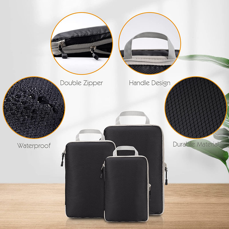 Foldable Waterproof Travel Compressible Packing Cubes Nylon Storage Bag With Handbag Portable Lugga 3