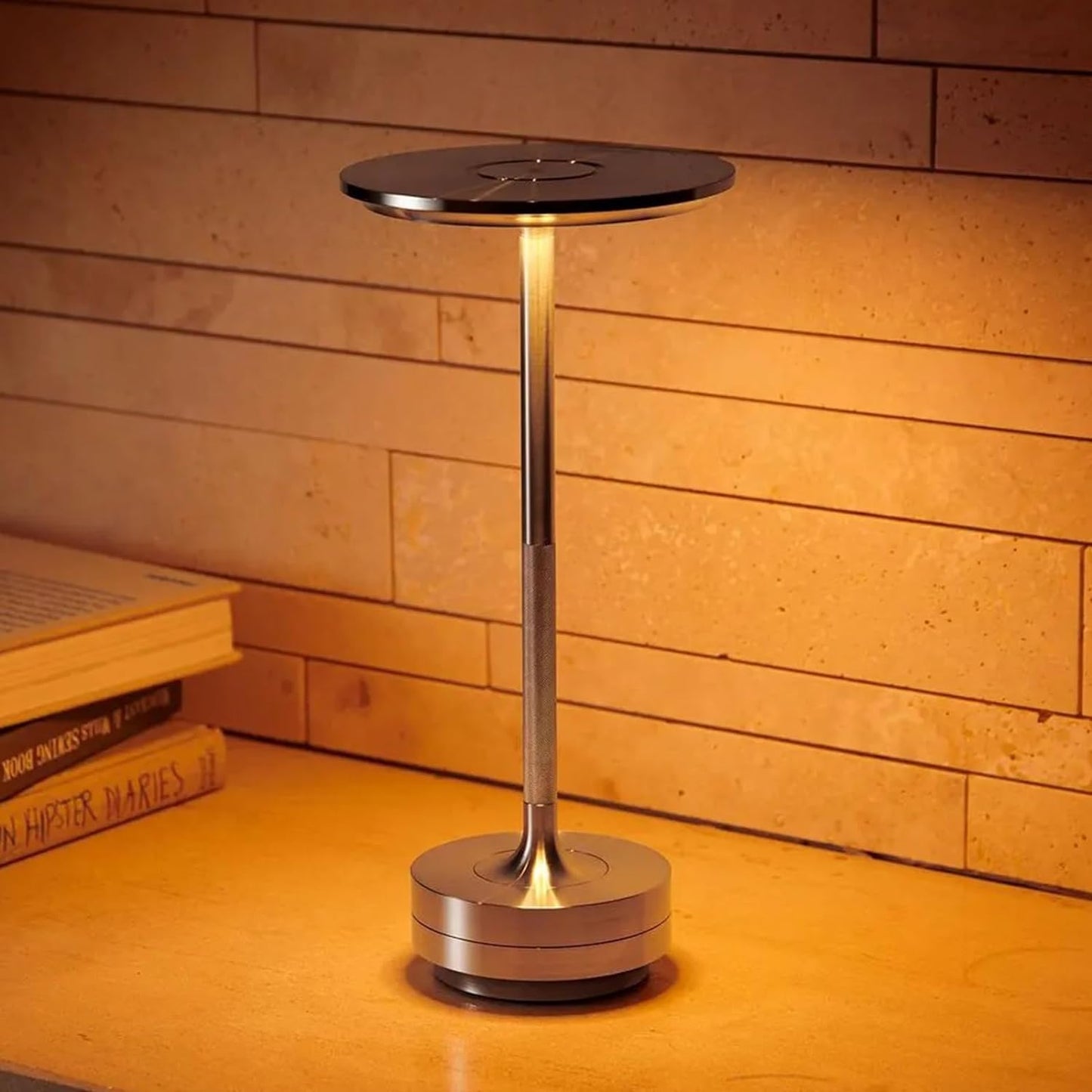 Rechargeable Table Lamp, LED Touch Sensor Night Light, Wireless Desktop Lamp for Bedroom, Hotel, Bar Decor