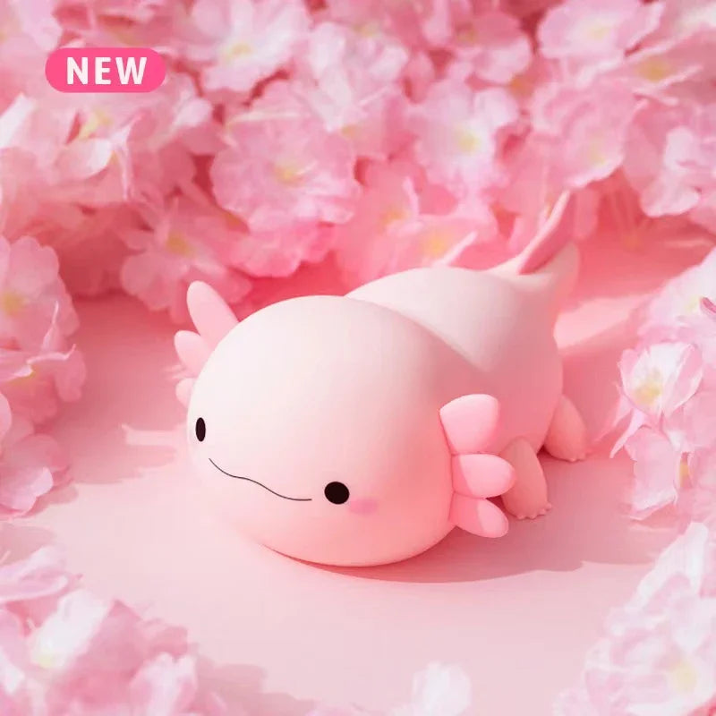 USB Rechargeable Axolotl Night Light, Cute Silicone Nursery Lamp, Touch Control Sleeping Light for Kids, Baby