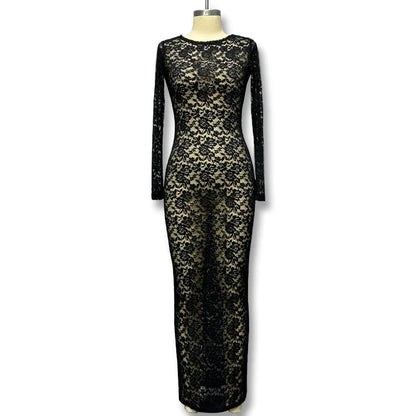 Autumn New, Sexy See Through Long Sleeve Dress, Womens Clothing