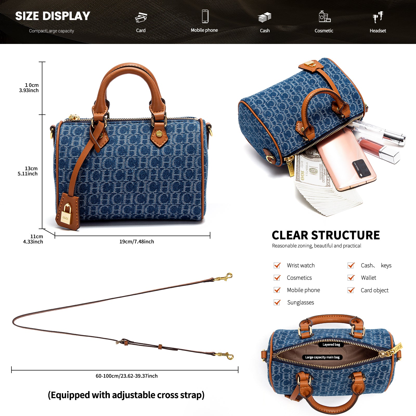 Pillow Bag Womens Shoulder Bag Casual Party Handbag New Cowboy Splicing Style 2