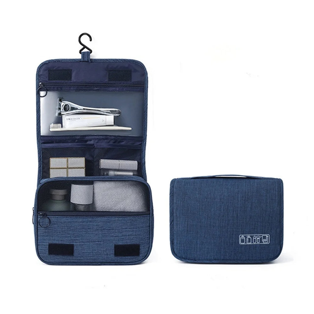 Travel Makeup Case, Large Capacity Toiletry Washbag, Waterproof Cosmetic Bag with Hanging Hook for Men and Women