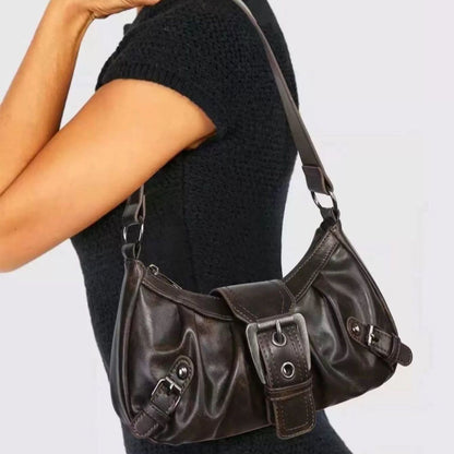 Vintage Leather Shoulder, Maillard Retro Style Bag, Spicy Girl Wasteland, Small Spring Hot Selling Armpit Bag