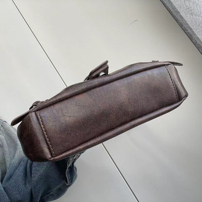 Vintage Leather Shoulder, Maillard Retro Style Bag, Spicy Girl Wasteland, Small Spring Hot Selling Armpit Bag