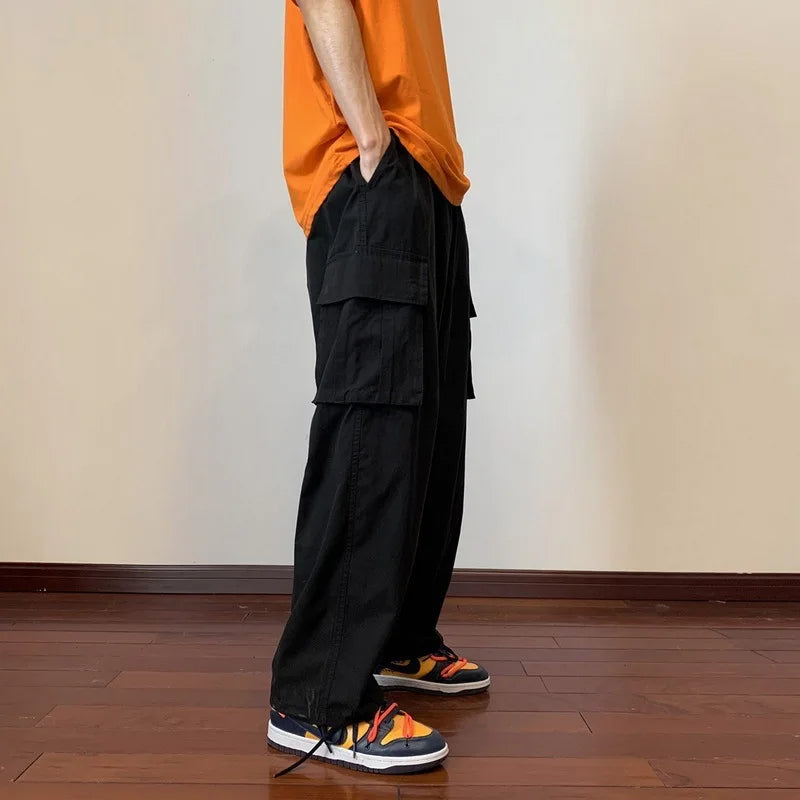 Cargo Pants, Military Green, Vintage Oversize Men's Pants, Heavy Straight Leg Casual Pants