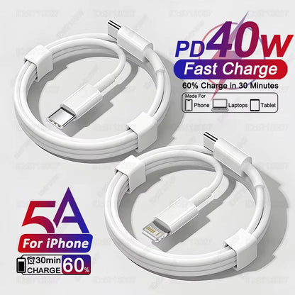 40W PD USB-C Fast Charging & Data Cable for iPhone & iPad
