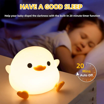 Cute Duck Lamp, Rechargeable Dimmable Nightlight, Silicone LED Bedside Lamp for Nursery