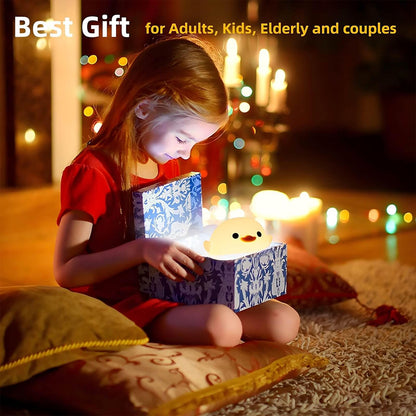 Cute Duck Lamp, Rechargeable Dimmable Nightlight, Silicone LED Bedside Lamp for Nursery