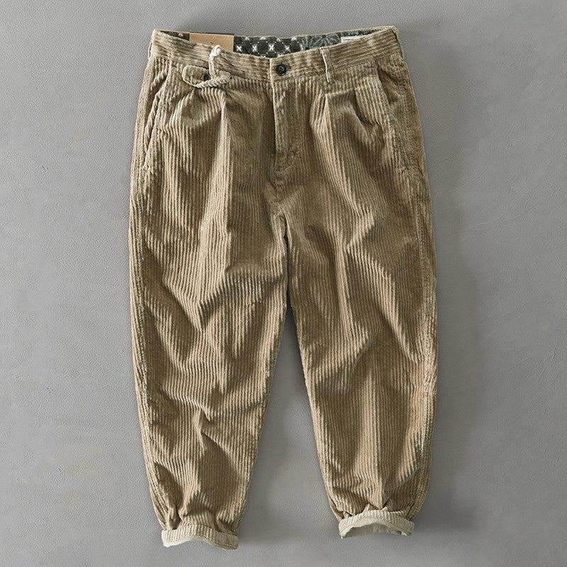 Men's Baggy Corduroy Pants, Thick Heavy Casual Trousers for Autumn Winter