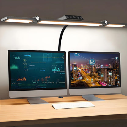 Ultra Bright LED Desk Lamp, with Clamp Mount, 3 Adjustable Heads, Automatic Dimming, Perfect Office Computer Desk Light