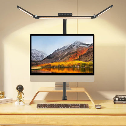 Ultra Bright LED Desk Lamp, with Clamp Mount, 3 Adjustable Heads, Automatic Dimming, Perfect Office Computer Desk Light