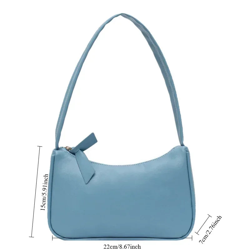 Soft Leather Women Shoulder Underarm Bags Casual Solid Color Small Top-Handle Handbags Ladies Fashion Shoulder Bags
