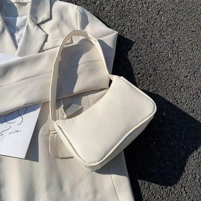 Soft Leather Women Shoulder Underarm Bags Casual Solid Color Small Top-Handle Handbags Ladies Fashion Shoulder Bags