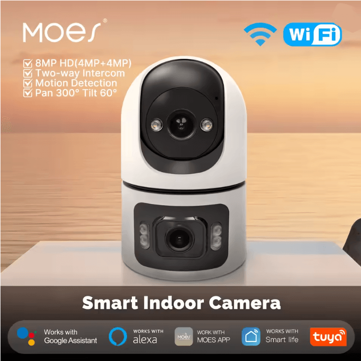 Moes Tuya Smart WiFi Indoor Camera 4MP Dual Lens with Motion Tracking