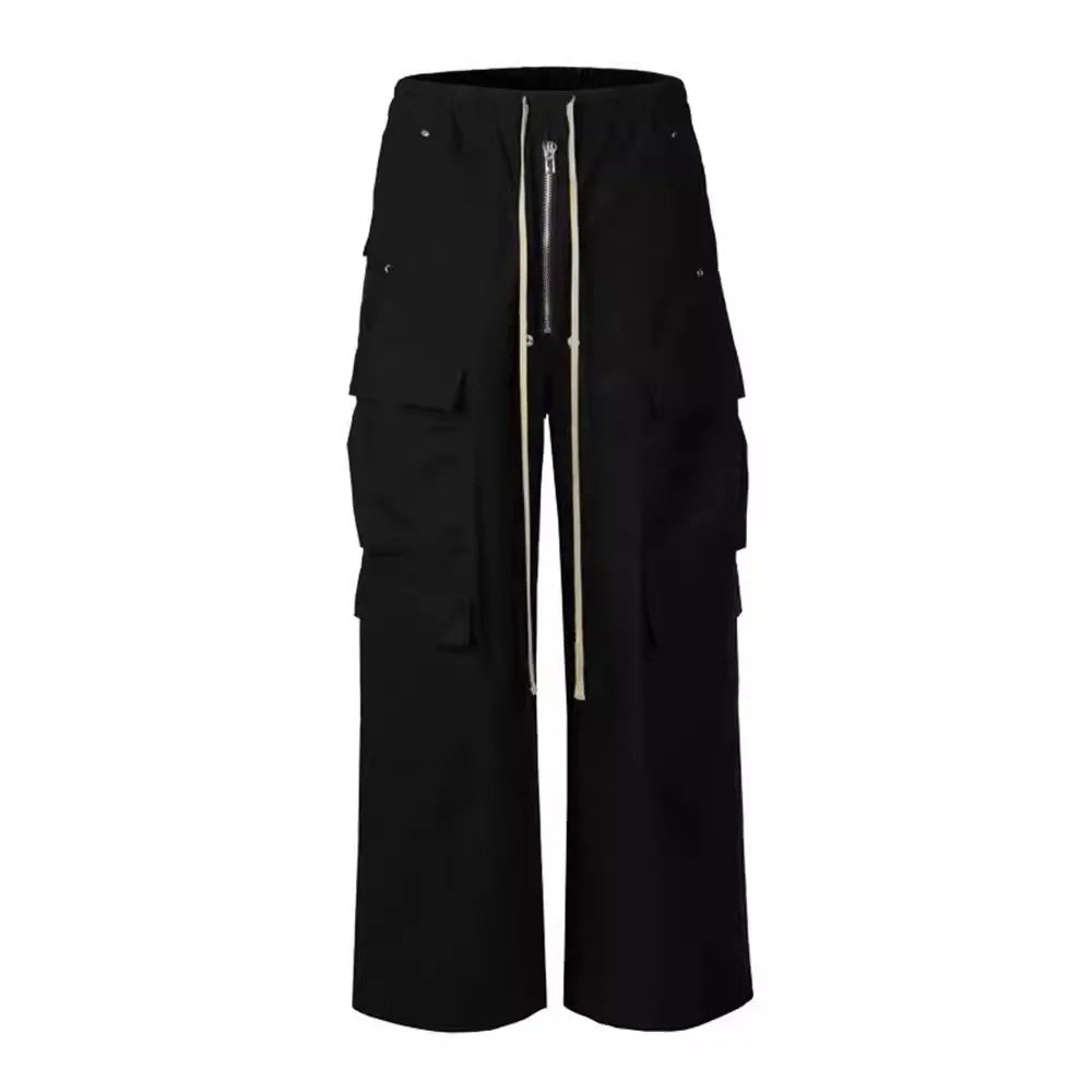 New Style Cargo Pants For Men, Loose Fit Wide Leg, Multi Pocket Black Cargo Pants, Spring Summer Casual