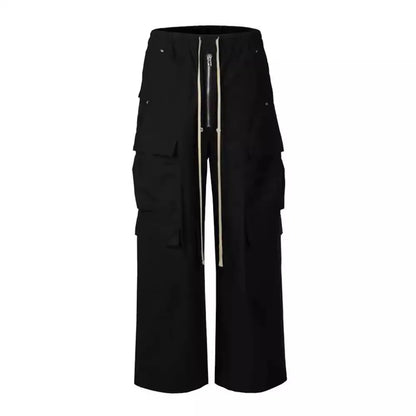New Style Cargo Pants For Men, Loose Fit Wide Leg, Multi Pocket Black Cargo Pants, Spring Summer Casual