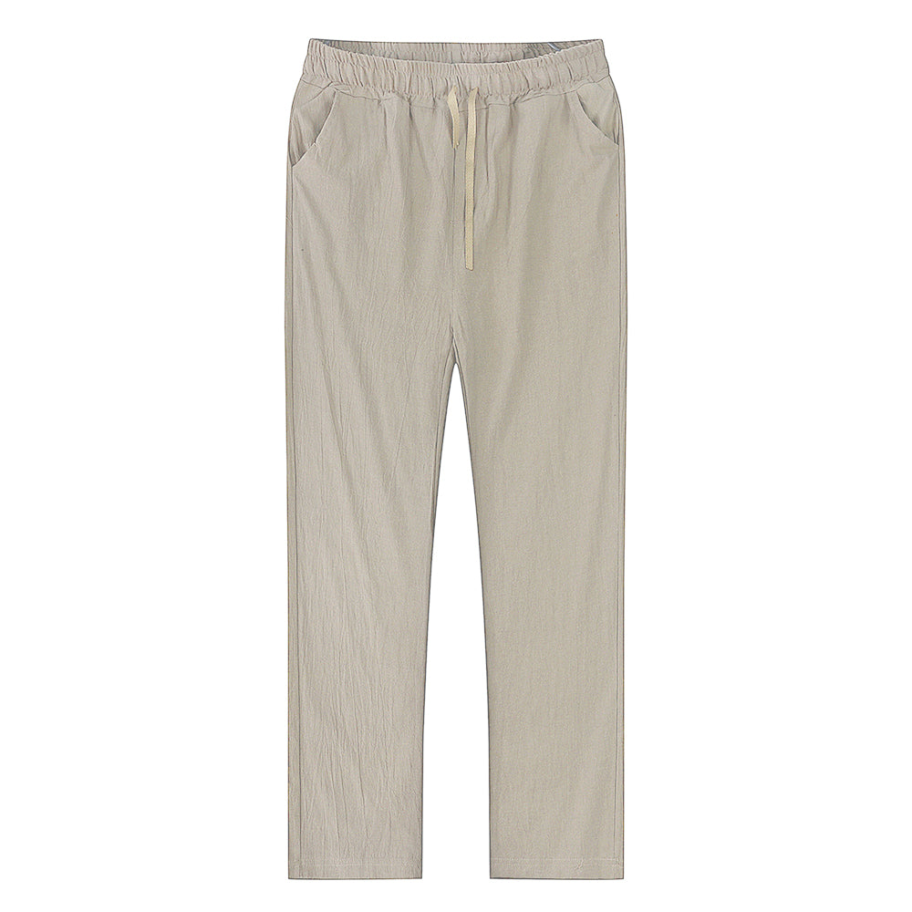Breathable Mens Cotton Linen Pants Solid Color Relaxed Fit For Streetwear And Fitness 3
