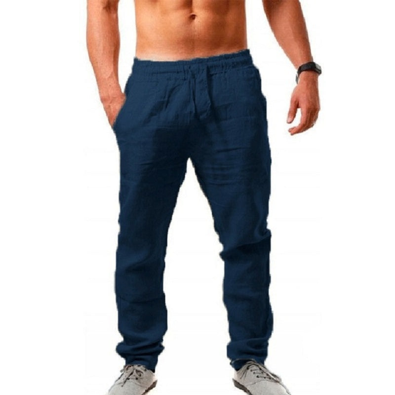 Breathable Mens Cotton Linen Pants Solid Color Relaxed Fit For Streetwear And Fitness 6
