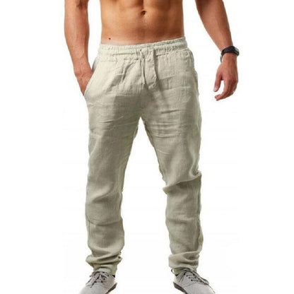 Breathable Mens Cotton Linen Pants Solid Color Relaxed Fit For Streetwear And Fitness 7