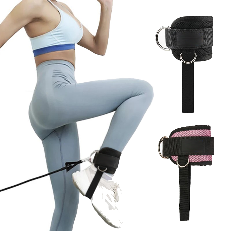 Ankle Cuffs for Cable Machines, Padded Ankle Strap, Double D Ring Fitness Strap, Gym Workout Accessory, Leg Extension