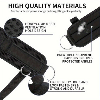 Ankle Cuffs For Cable Machines Padded Ankle Strap Double D Ring Fitness Strap Gym Workout Accessory 2