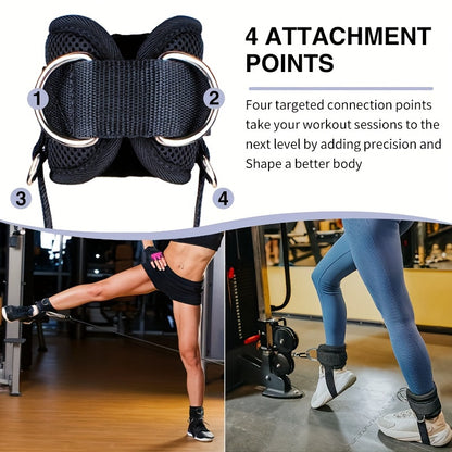 Ankle Cuffs For Cable Machines Padded Ankle Strap Double D Ring Fitness Strap Gym Workout Accessory 4