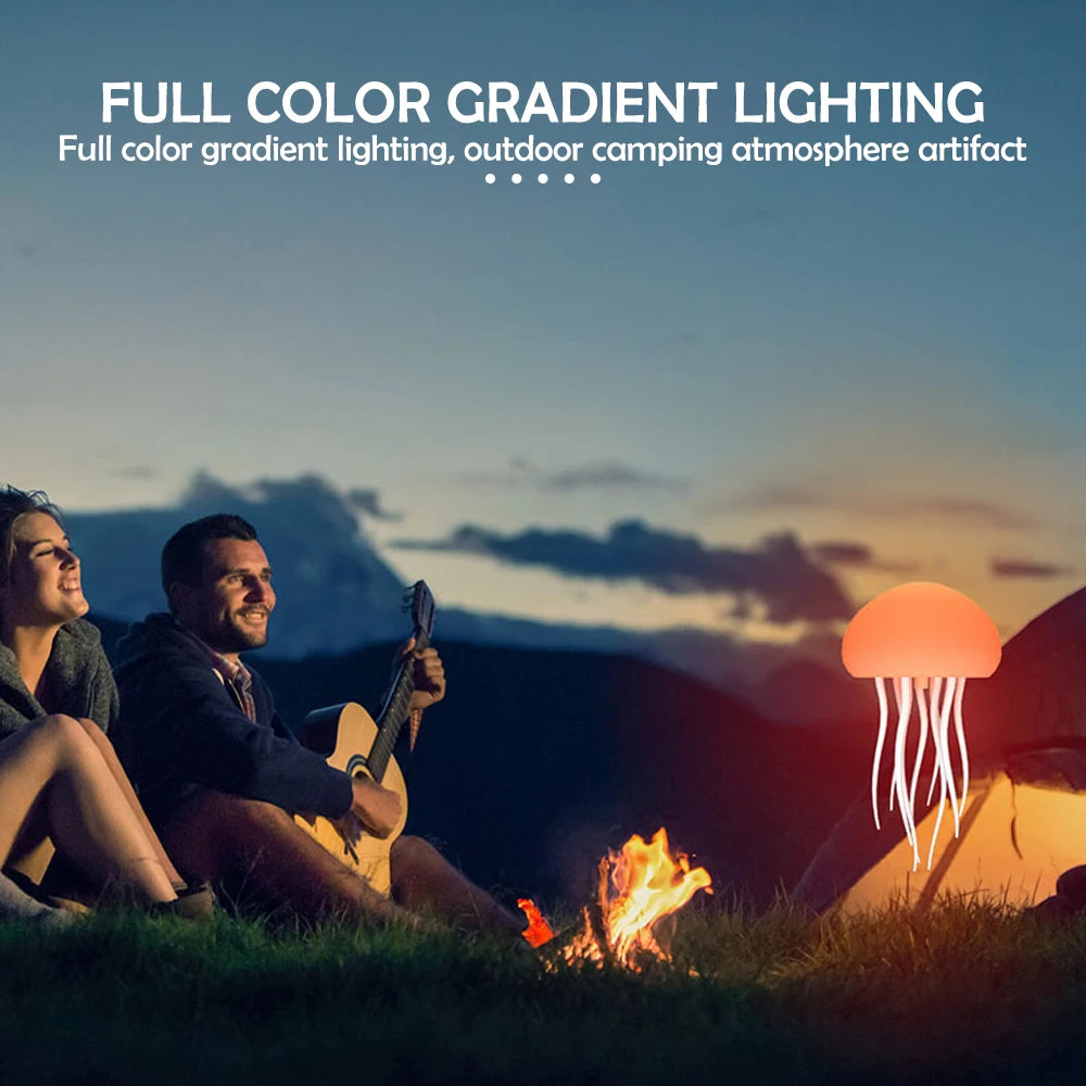 USB Rechargeable LED Night Light RGB Adjustable Color Jellyfish Lamp With Active Tentacles Polished 2