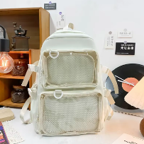Upgrade your style with this Women Transparent Backpack, featuring Large Capacity Ita design perfect for school, college