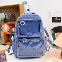 Upgrade your style with this Women Transparent Backpack, featuring Large Capacity Ita design perfect for school, college