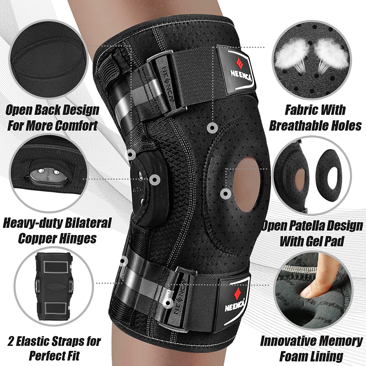Adjustable Hinged Knee Brace Side Stabilizers Knee Support Patella Gel Pad Joint Pain Relief Arthri 1